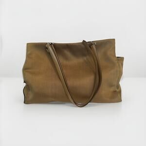 Salvatore Farragamo Handbag shoulder leather brown tan canvas bag authentic